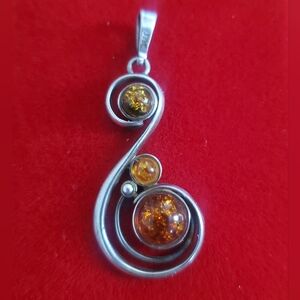 Musical Sterling silver Baltic amber pendant